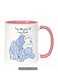 Ceramic Mug with Arabic Calligraphy &amp; Whimsical Blue Creature Design in Pink