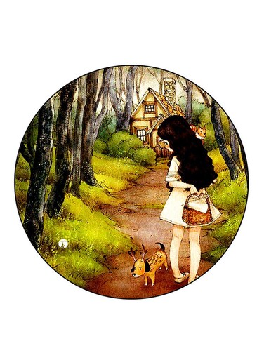 Girl Printed Fridge Magnet Round Multicolour