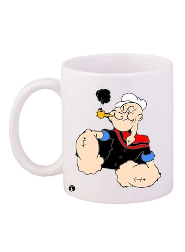 Popeye Printed Coffee Mug White/Black/Red 11ounce