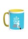Keep Calm And Ask Questions Printed Coffee Mug Yellow/White 11ounce