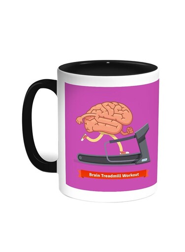 Brain Treadmill Workout Printed Coffee Mug Black/White 11ounce