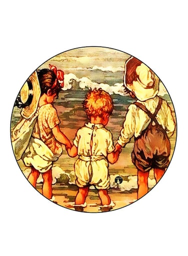 Vintage Art Printed Fridge Magnet Multicolour