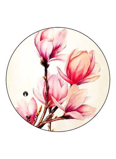 Flowers Printed Fridge Magnet Pink/Beige/Brown 5.5cm