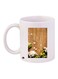 Flower Printed Ceramic Coffee Mug White/Brown/Green 11ounce