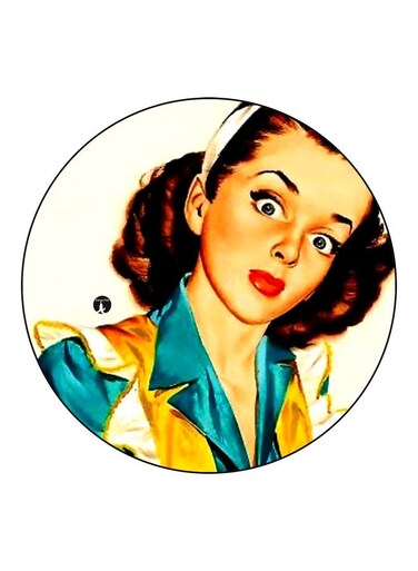 Girl Printed Fridge Magnet Blue/Yellow/Brown 5.5cm