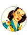Girl Printed Fridge Magnet Blue/Yellow/Brown 5.5cm