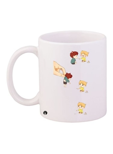 Anime Printed Coffee Mug White/Yellow/Brown 11ounce