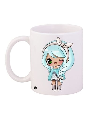 Anime Printed Coffee Mug White/Blue/Grey 11ounce