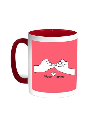 Friends Forever Printed Coffee Mug Red/White 11ounce