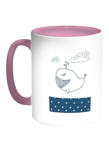 The Whale Printed Coffee Mug White/Pink 11ounce