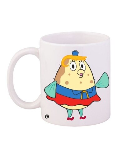 Cartoon Printed Coffee Mug White/Blue/Red 11ounce