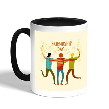 Happy Friendship Day Printed Coffee Mug, Black 11 Ounce