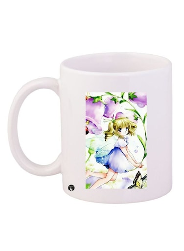Anime Girl Printed Coffee Mug White/Purple/Green