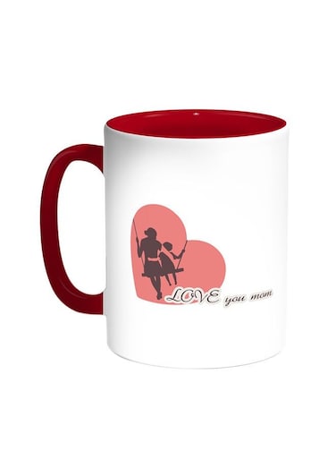 I Love My Mom Printed Coffee Mug Red/White 11ounce