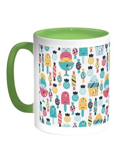 Desserts Fees Printed Coffee Mug White/Green 11ounce
