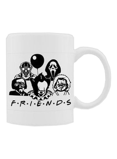 Friends And Killers Characters Printed Coffee Mug White/Black 350ml