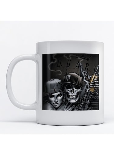 Skeleton Printed Mug White/Grey/Black