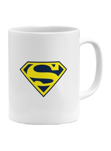 Superman Logo Printed Ceramic Mug White