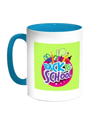 Back To School Printed Coffee Mug Turquoise/White/Green
