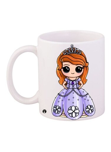 Princess Printed Coffee Mug White/Purple/Brown 11ounce