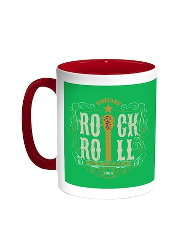 Rock And Roll Printed Coffee Mug Red/White 11ounce