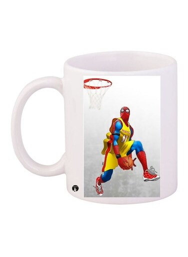 Spider Man Printed Coffee Mug White/Red/Yellow 11ounce