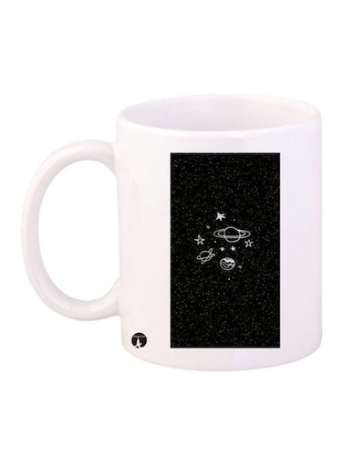 Space Printed Mug White/Black