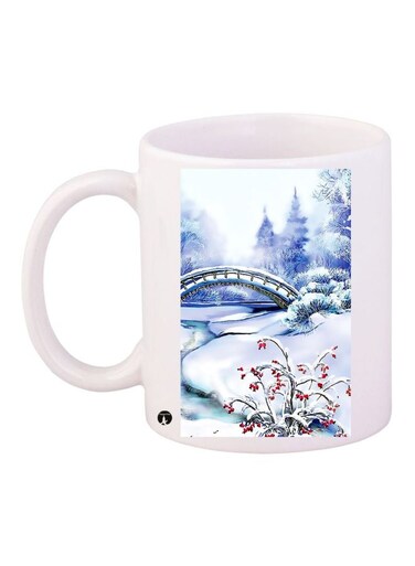 Nature Printed Coffee Mug White/Blue/Red