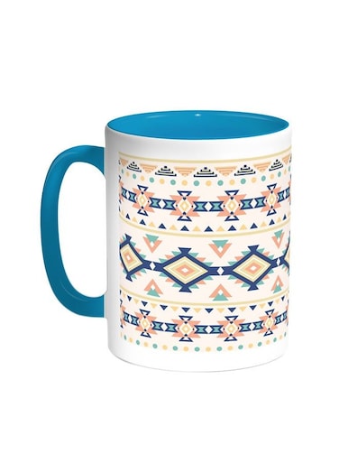 Traditional Ramadan Decoration Printed Coffee Mug Turquoise White 11 ounce