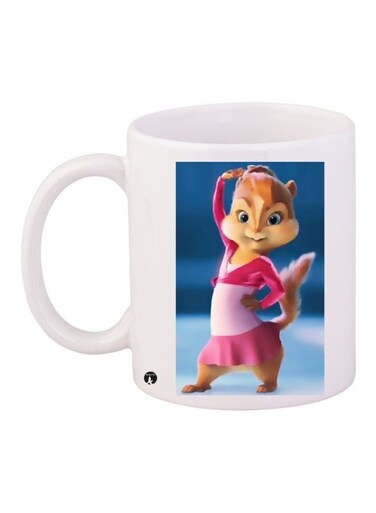 Cartoon Printed Coffee Mug White/Blue/Pink 11ounce