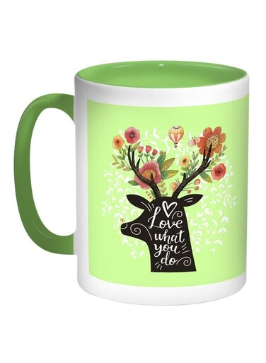 Love What You Do Printed Coffee Mug Light Green/White/Green 11ounce