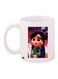 Cartoon Girl Printed Coffee Mug White/Blue/Beige 11ounce
