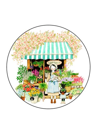 Girls Flower Shop Printed Fridge Magnet Multicolour 5.5 x 5.5cm