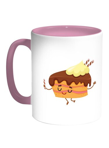 Food - Cake Printed Coffee Mug White/Pink 11ounce