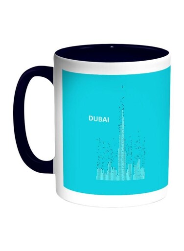 Dubai Towers Printed Coffee Mug Blue/White/Black 11ounce