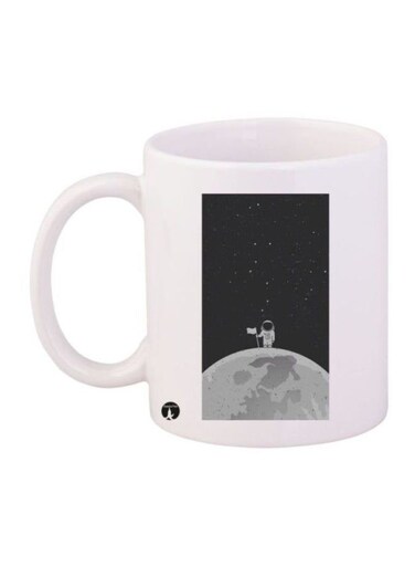 Space Printed Coffee Mug White/Black/Grey