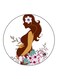 Woman Printed Fridge Magnet Round Multicolour