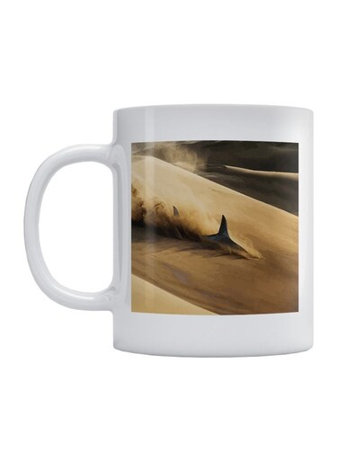 Desert Shark Printed Ceramic Mug White/Brown