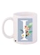 Flowers Themed Coffee Mug White/Blue/Green 11ounce