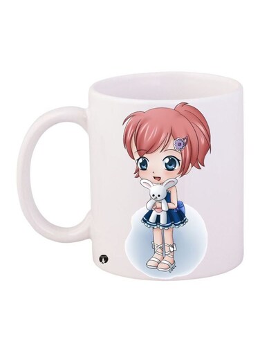 Cartoon Girl Printed Coffee Mug White/Blue/Pink