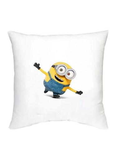 Minion Character Printed Cushion White/Yellow/Blue 16x16inch