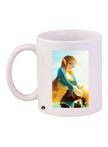 Cartoon Girl Printed Coffee Mug White/Blue/Beige