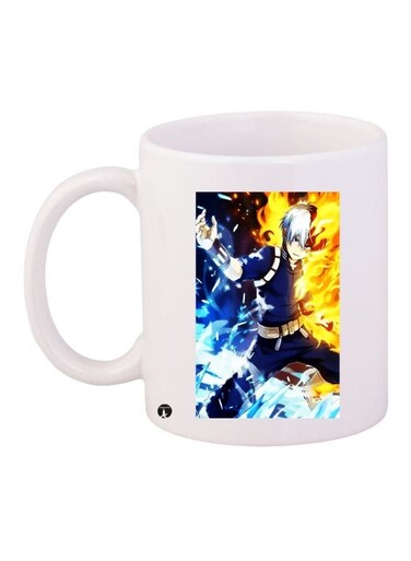 Cartoon Printed Coffee Mug White/Blue/Yellow 11ounce