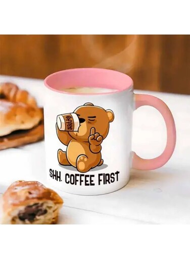 1pc Novelty Coffee First Mug Teddy Bear Cup 11OZ360ml Fun Gift