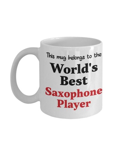 World's Best Saxophone Player Printed Coffee Mug White/Black/Red 8x9.5x8cm
