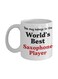 World's Best Saxophone Player Printed Coffee Mug White/Black/Red 8x9.5x8cm