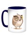 Cartoon Drawings Owl Printed Coffee Mug Blue/White/Brown