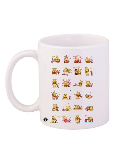 Cartoon Printed Coffee Mug White/Yellow/Red 11ounce