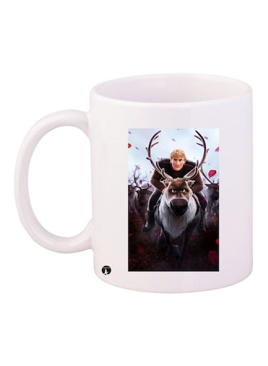 Cartoon Printed Coffee Mug White/Brown/Black 11ounce