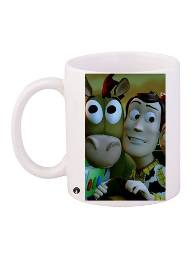 Cartoon Printed Coffee Mug White/Green/Beige 11ounce
